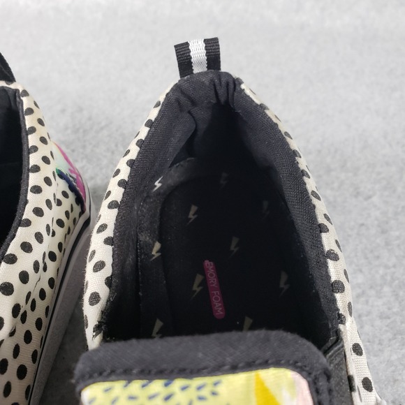 Punkrose Slip On Memory Foam Sneakers Black White Polka Dot Abstract Sole Red - Picture 8 of 15